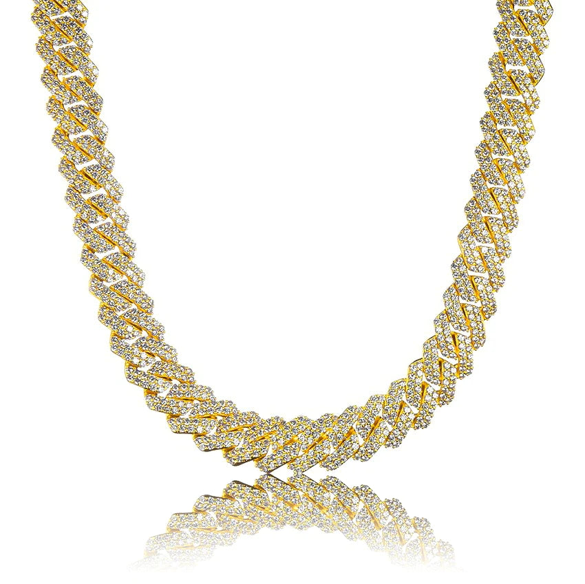 PRONG CUBAN LINK CHAIN IN YELLOW GOLD