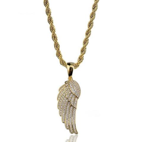 AA+ Paved Angel Wing Necklace