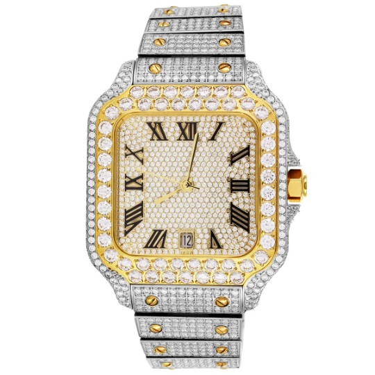 Moissanite Two Tone Yellow Gold Watch
