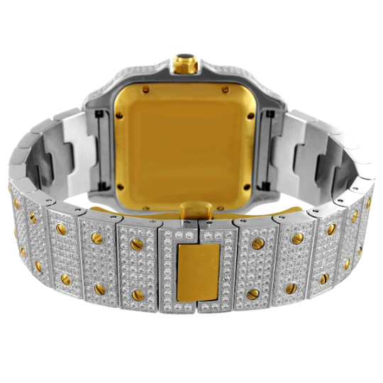Moissanite Two Tone Yellow Gold Watch