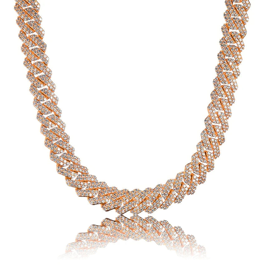 PRONG CUBAN LINK CHAIN IN ROSE GOLD