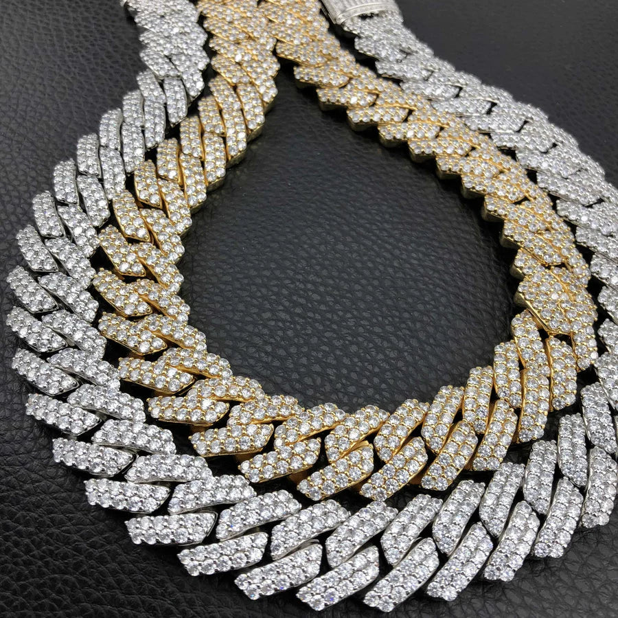 PRONG CUBAN LINK CHAIN IN WHITE GOLD